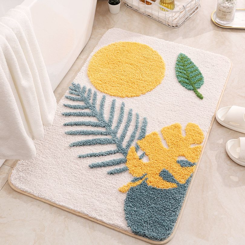 Dywanik Łazienkowy Antypoślizgowy z Motywem Liści | Washable