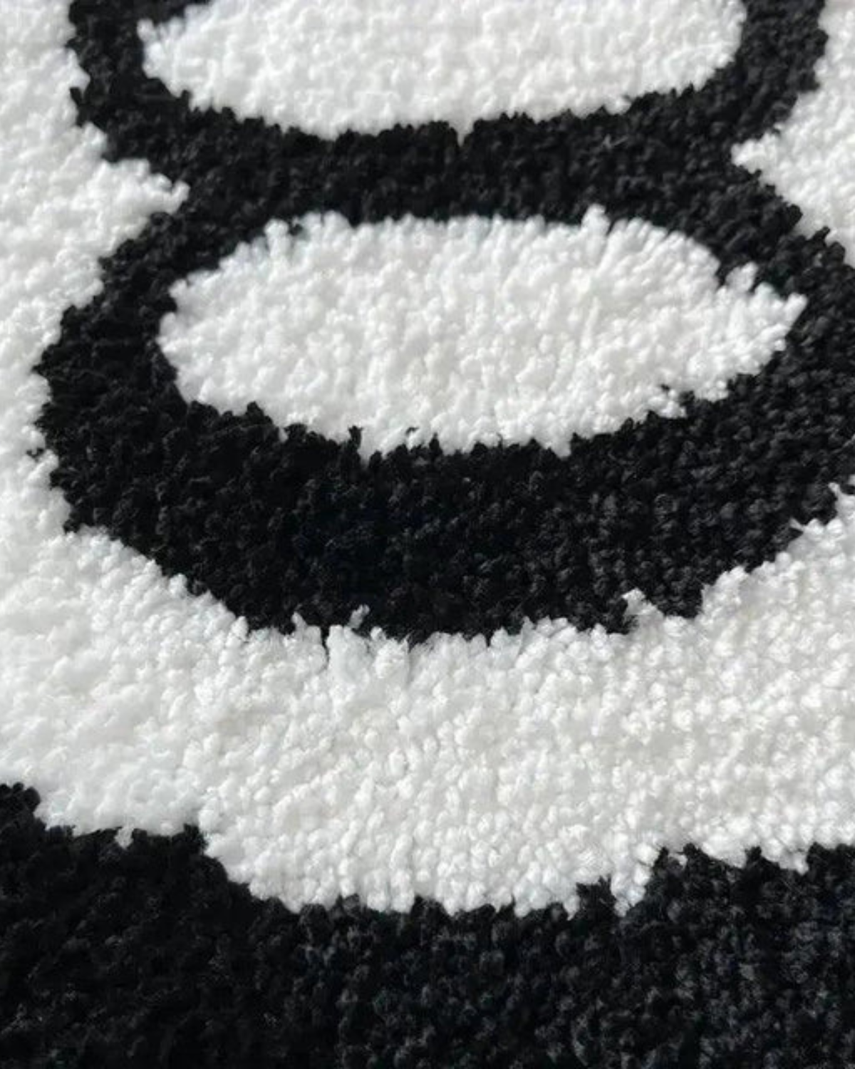 Dywanik Okrągły Puszysty Salon Łazienka | Czarny i Biały