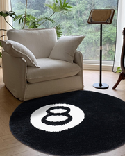 Dywanik Okrągły Puszysty Salon Łazienka | Czarny i Biały