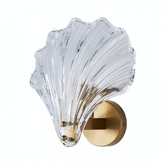 Kinkiet Szklany w Kształcie Muszli Do Salonu i Sypialni | Dekoracyjny