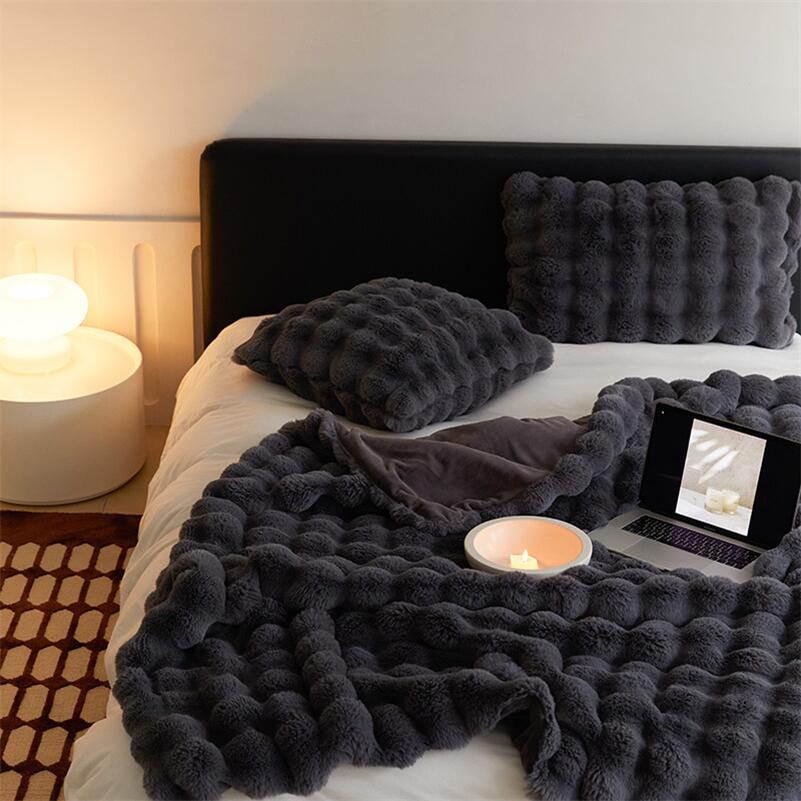 Kocyk Fluffy Na Łóżko Sofa Duży Gruby Koc Dla Domu | Set