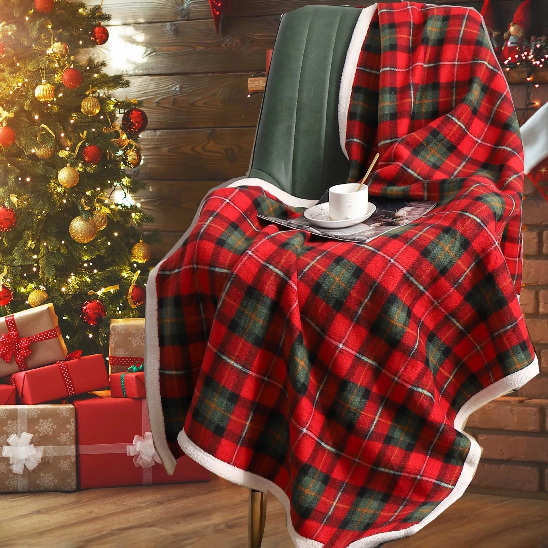 Kocyk W Kratę Na Łóżko Sofa Duży Świąteczny Koc Dla Domu | Christmas