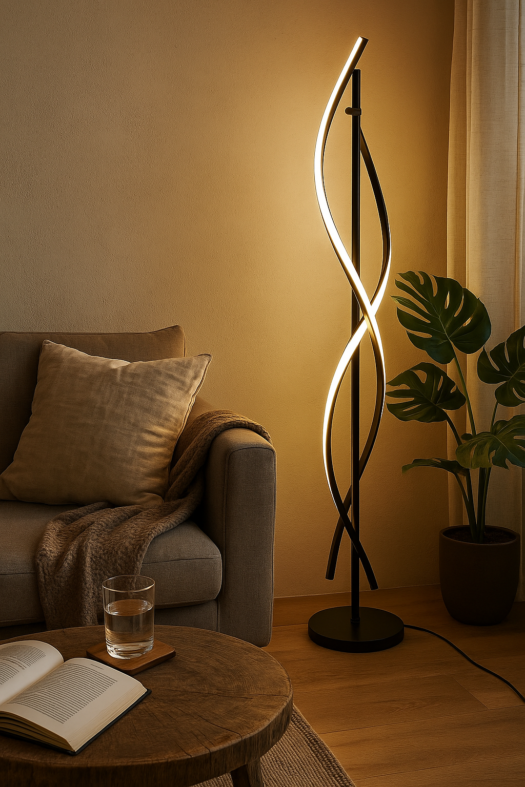 LAMPA PODŁOGOWA NAROŻNA | Nordycka Prosta Lampa Stojąca LED | Dekoracyjna