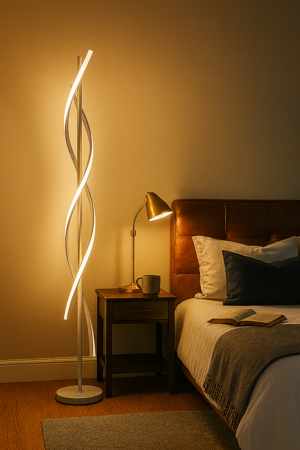 LAMPA PODŁOGOWA NAROŻNA | Nordycka Prosta Lampa Stojąca LED | Dekoracyjna