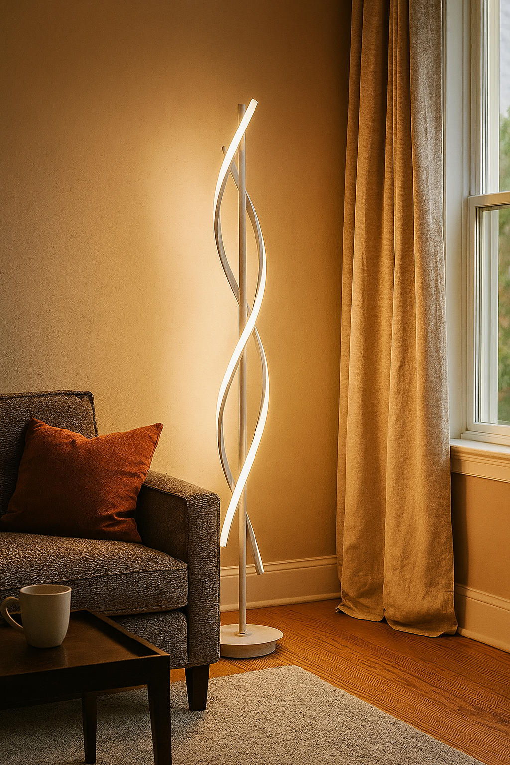LAMPA PODŁOGOWA NAROŻNA | Nordycka Prosta Lampa Stojąca LED | Dekoracyjna