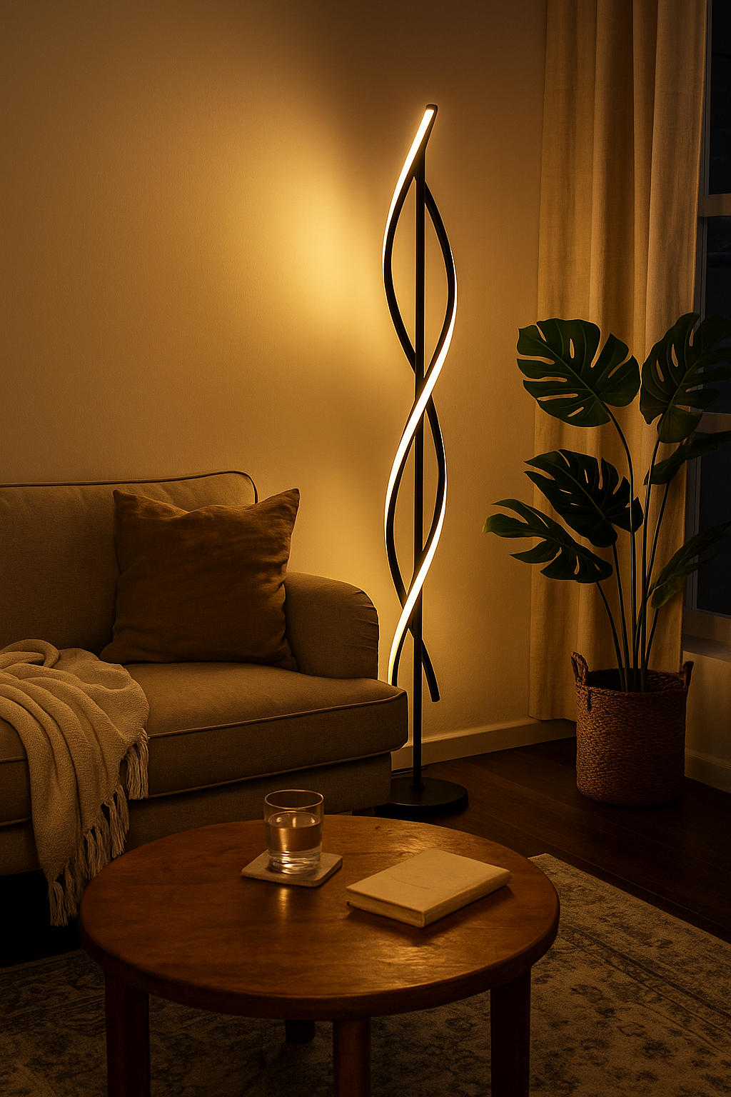 LAMPA PODŁOGOWA NAROŻNA | Nordycka Prosta Lampa Stojąca LED | Dekoracyjna
