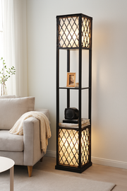 LAMPA PODŁOGOWA | Rustykalna Dwupoziomowa Lampa Stojąca | Praktyczna