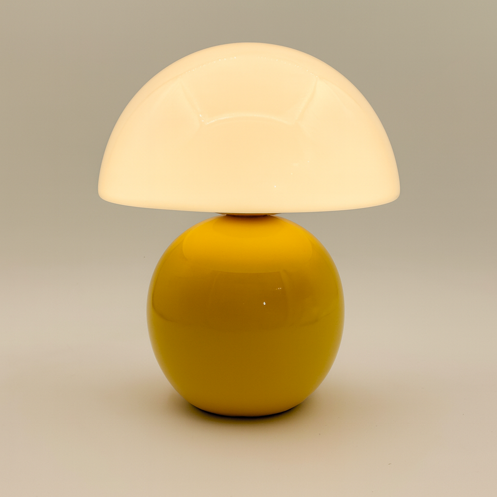 Lampa Nocna Ceramiczna z Kloszem w Kształcie Grzyba | Retro
