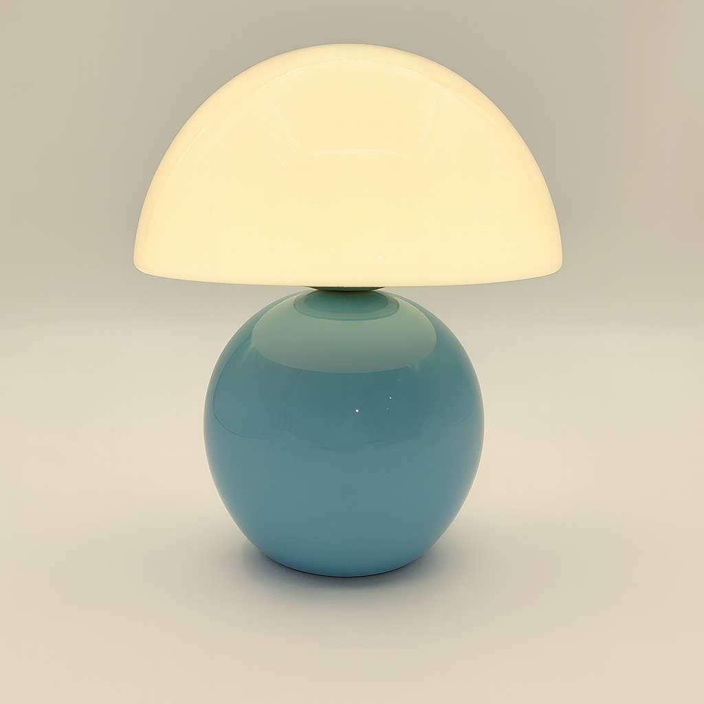 Lampa Nocna Ceramiczna z Kloszem w Kształcie Grzyba | Retro