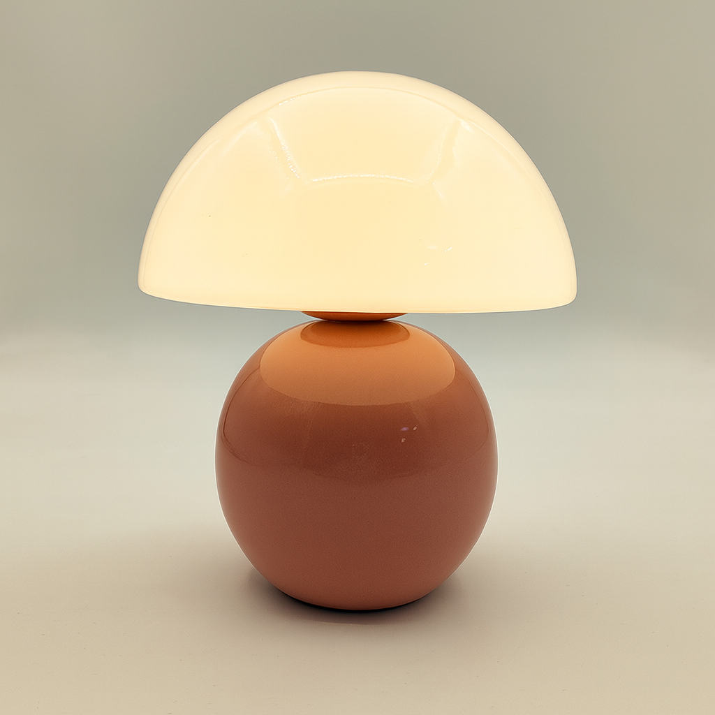 Lampa Nocna Ceramiczna z Kloszem w Kształcie Grzyba | Retro