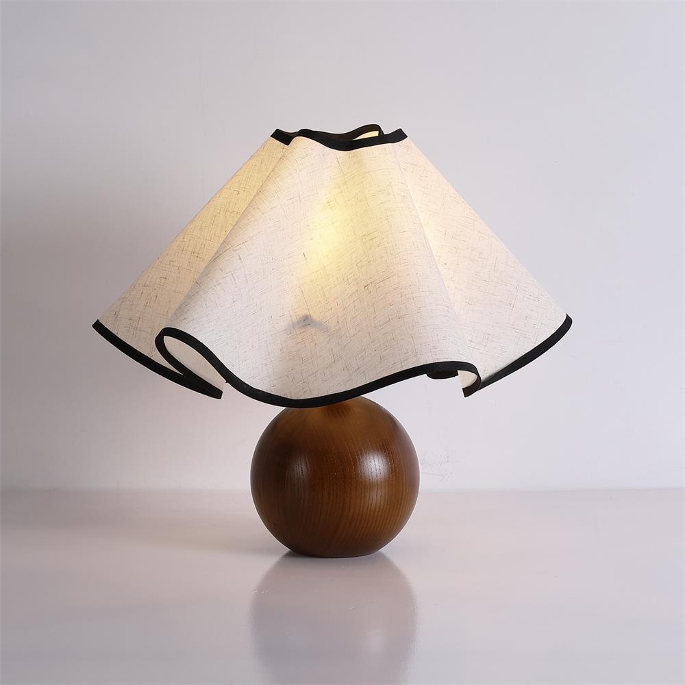Lampa Nocna Drewniana Abażur | Stolikowa