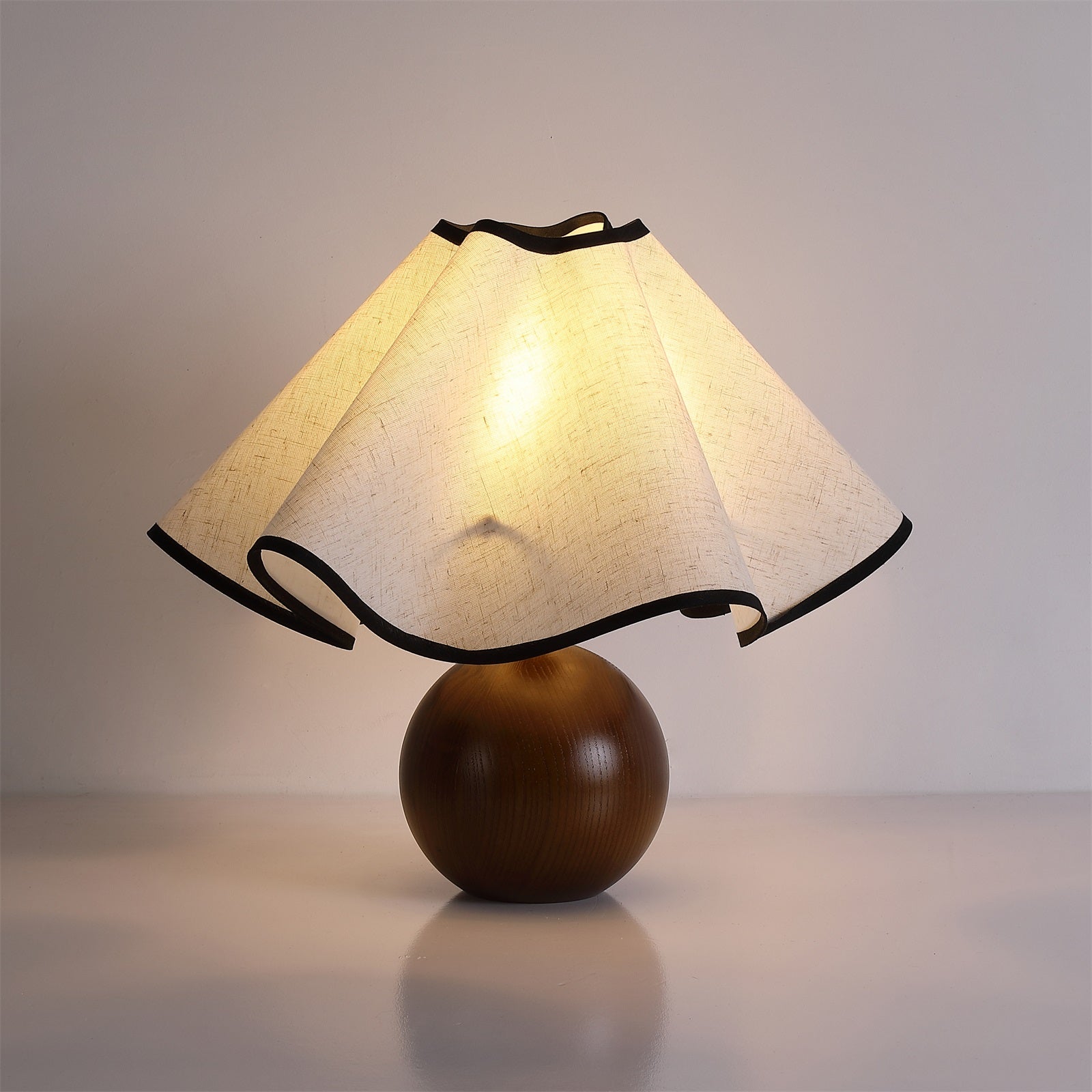 Lampa Nocna Drewniana Abażur | Stolikowa