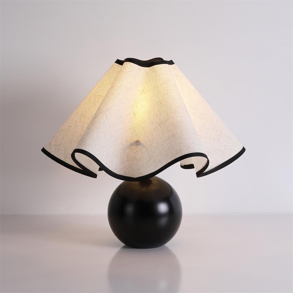 Lampa Nocna Drewniana Abażur | Stolikowa