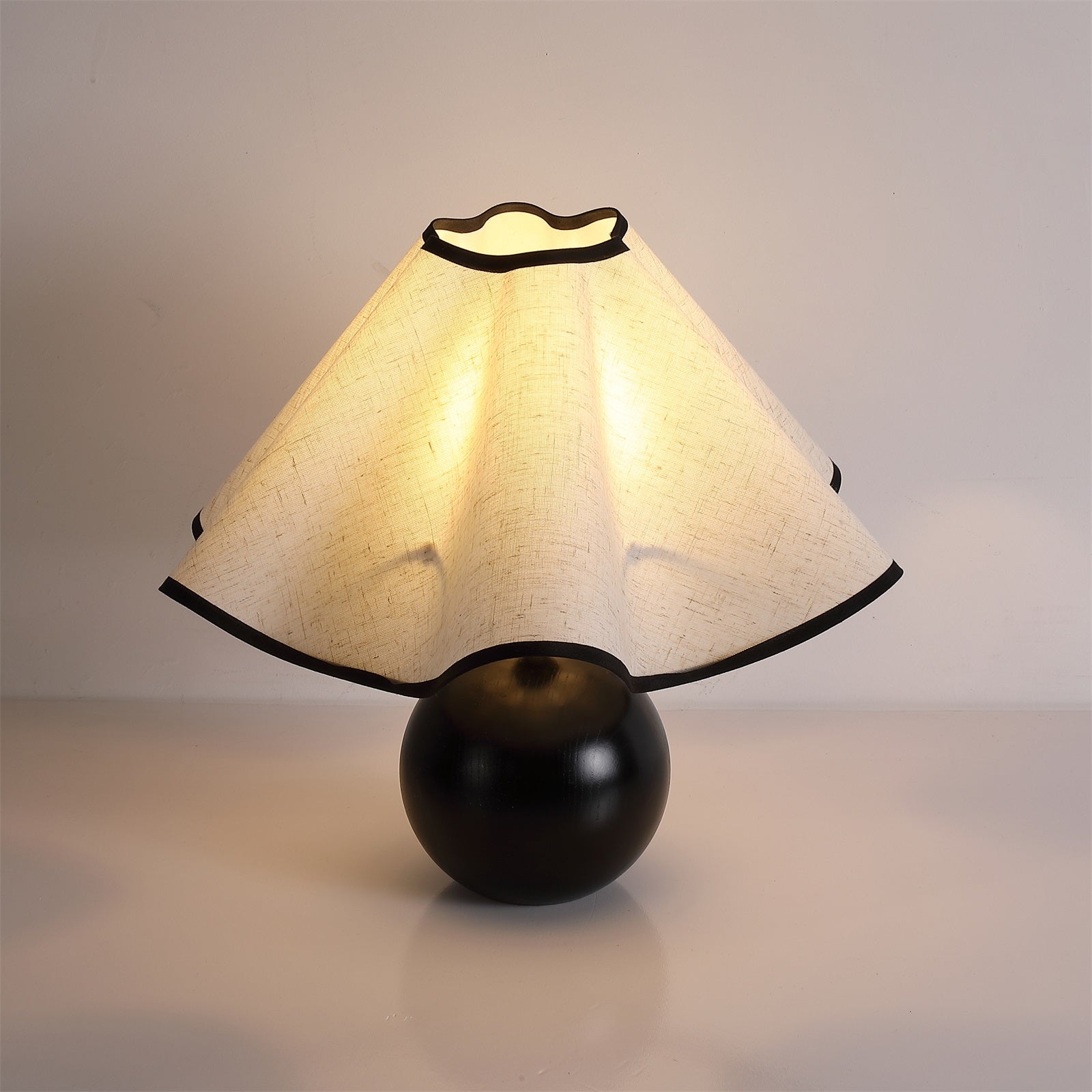 Lampa Nocna Drewniana Abażur | Stolikowa