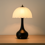 Lampa Nocna Szklany Klosz Czarna | Sypialni