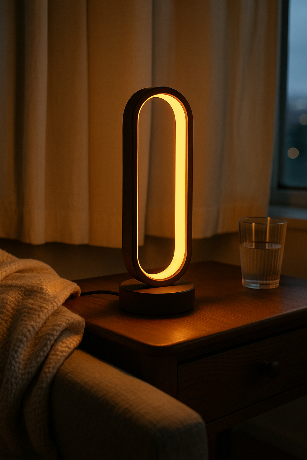 Lampa Stołowa LED Nowoczesna Owalna | Do Salonu i Sypialni