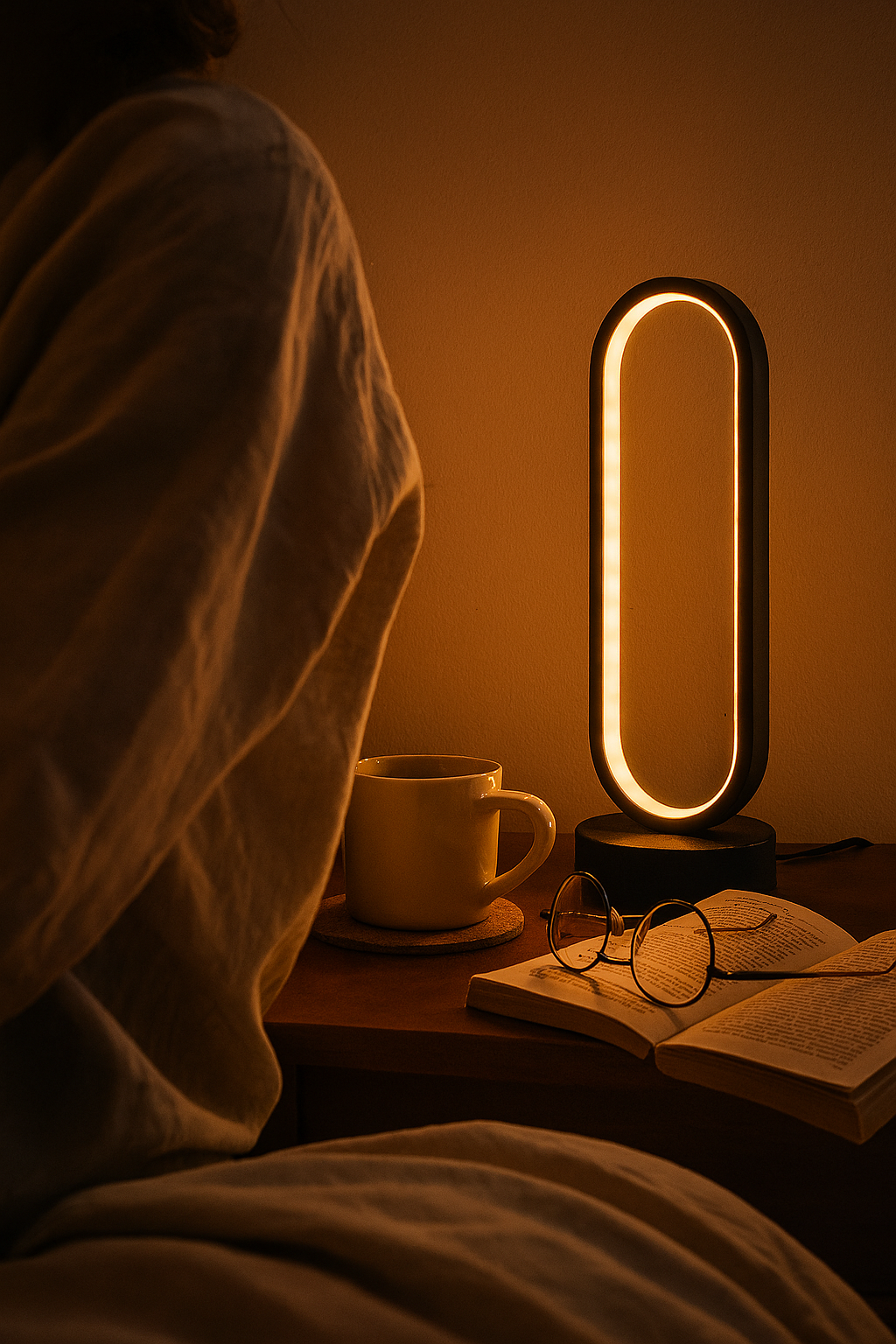 Lampa Stołowa LED Nowoczesna Owalna | Do Salonu i Sypialni