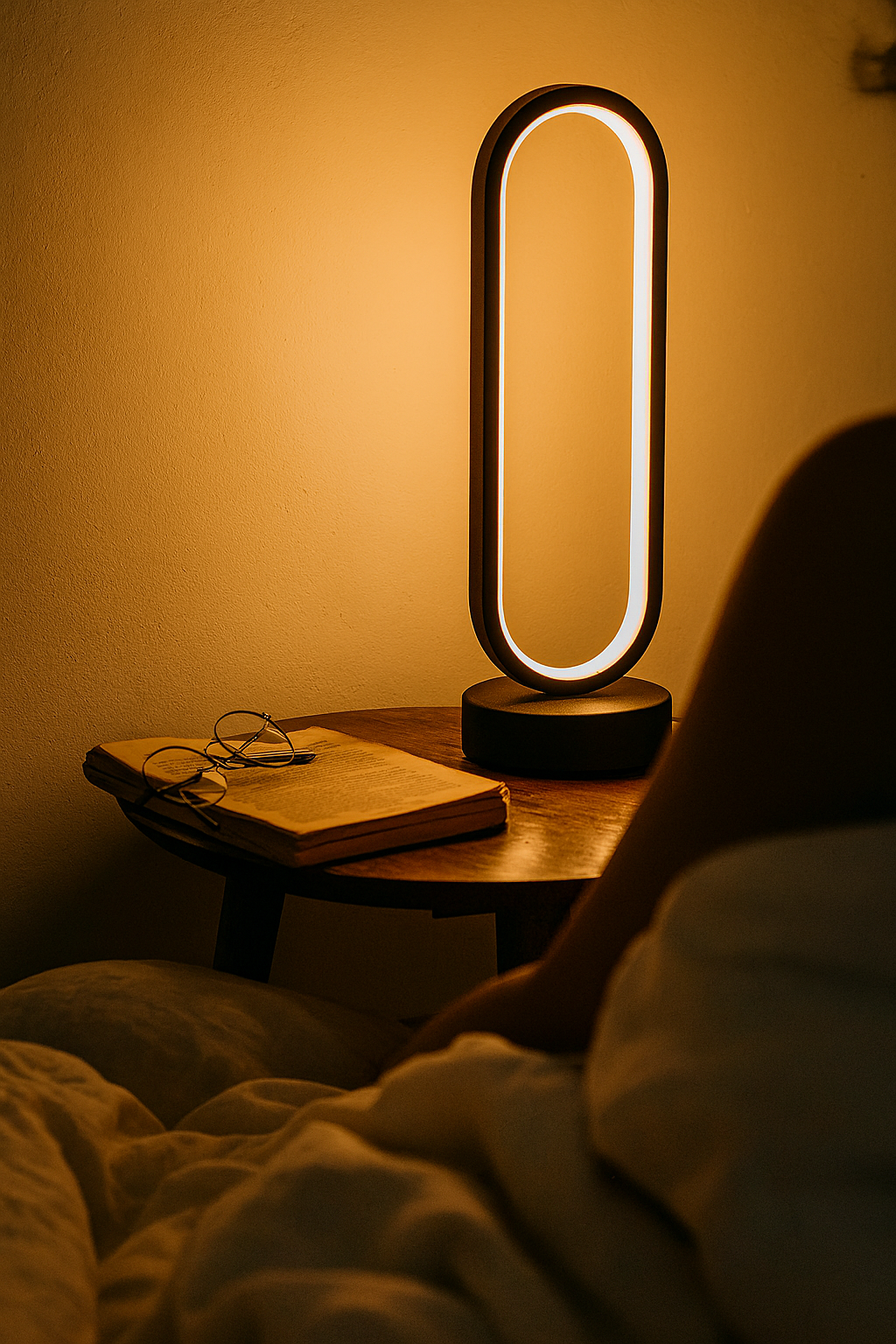 Lampa Stołowa LED Nowoczesna Owalna | Do Salonu i Sypialni