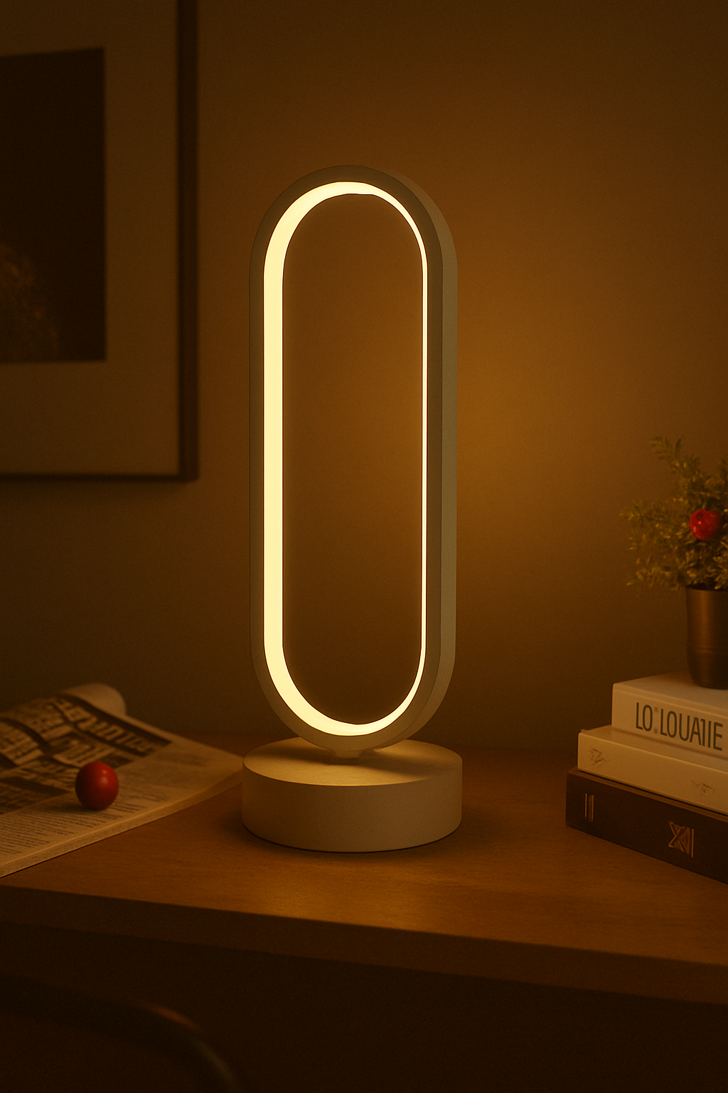 Lampa Stołowa LED Nowoczesna Owalna | Do Salonu i Sypialni