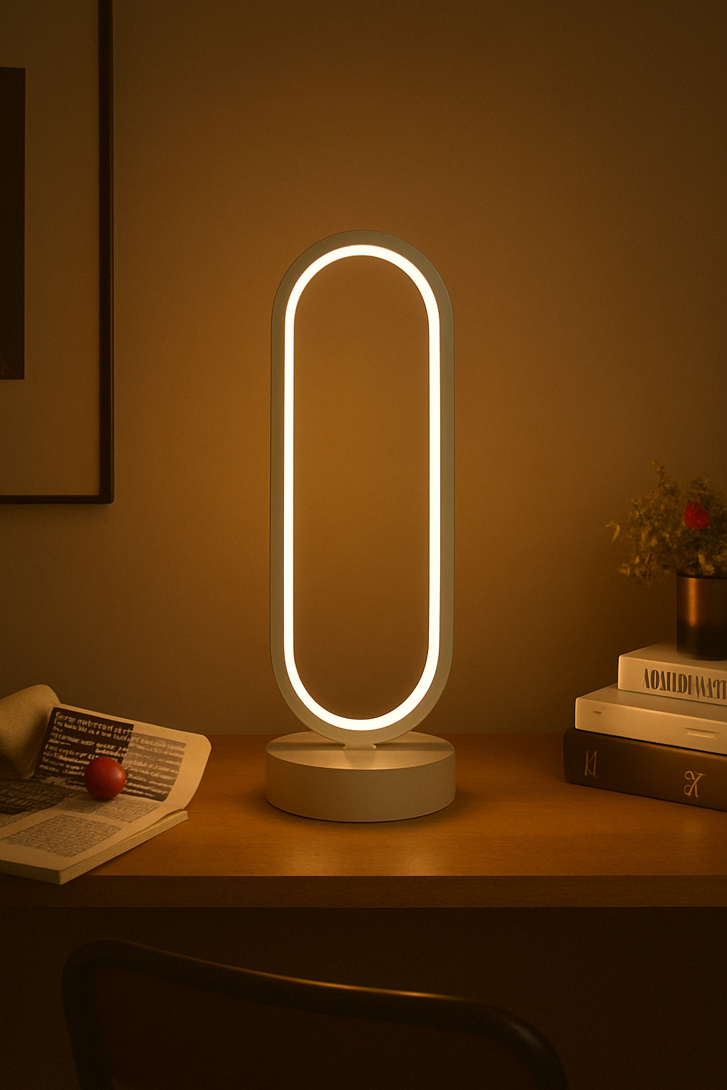 Lampa Stołowa LED Nowoczesna Owalna | Do Salonu i Sypialni