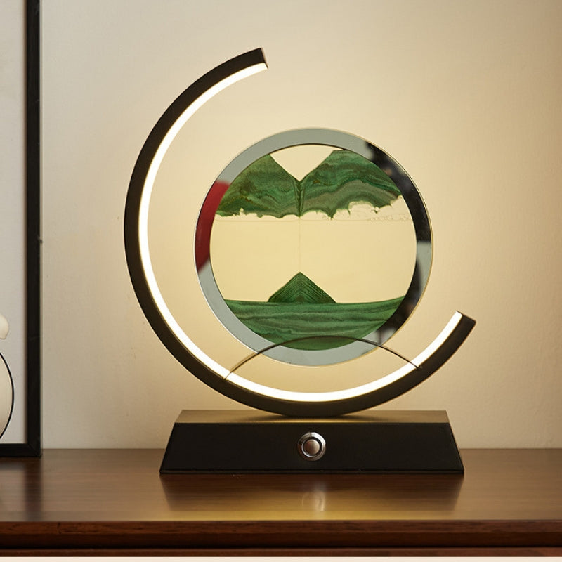 Lampa Stołowa LED z Piaskową Dekoracją | Nowoczesna