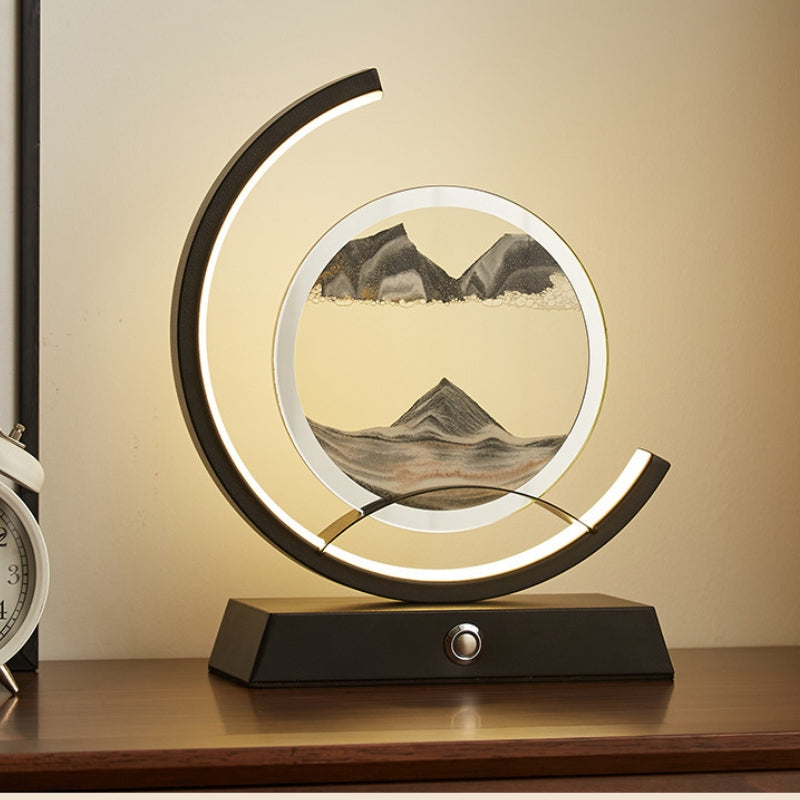 Lampa Stołowa LED z Piaskową Dekoracją | Nowoczesna