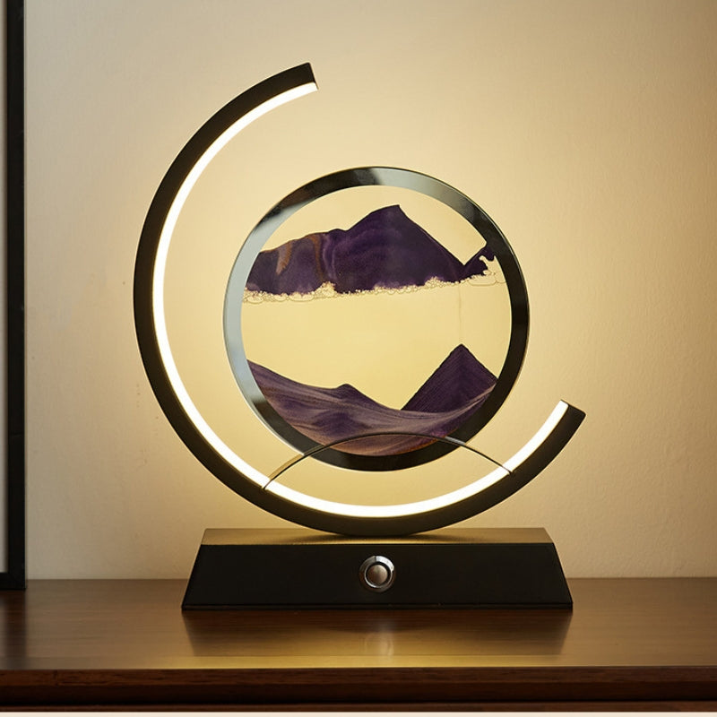 Lampa Stołowa LED z Piaskową Dekoracją | Nowoczesna