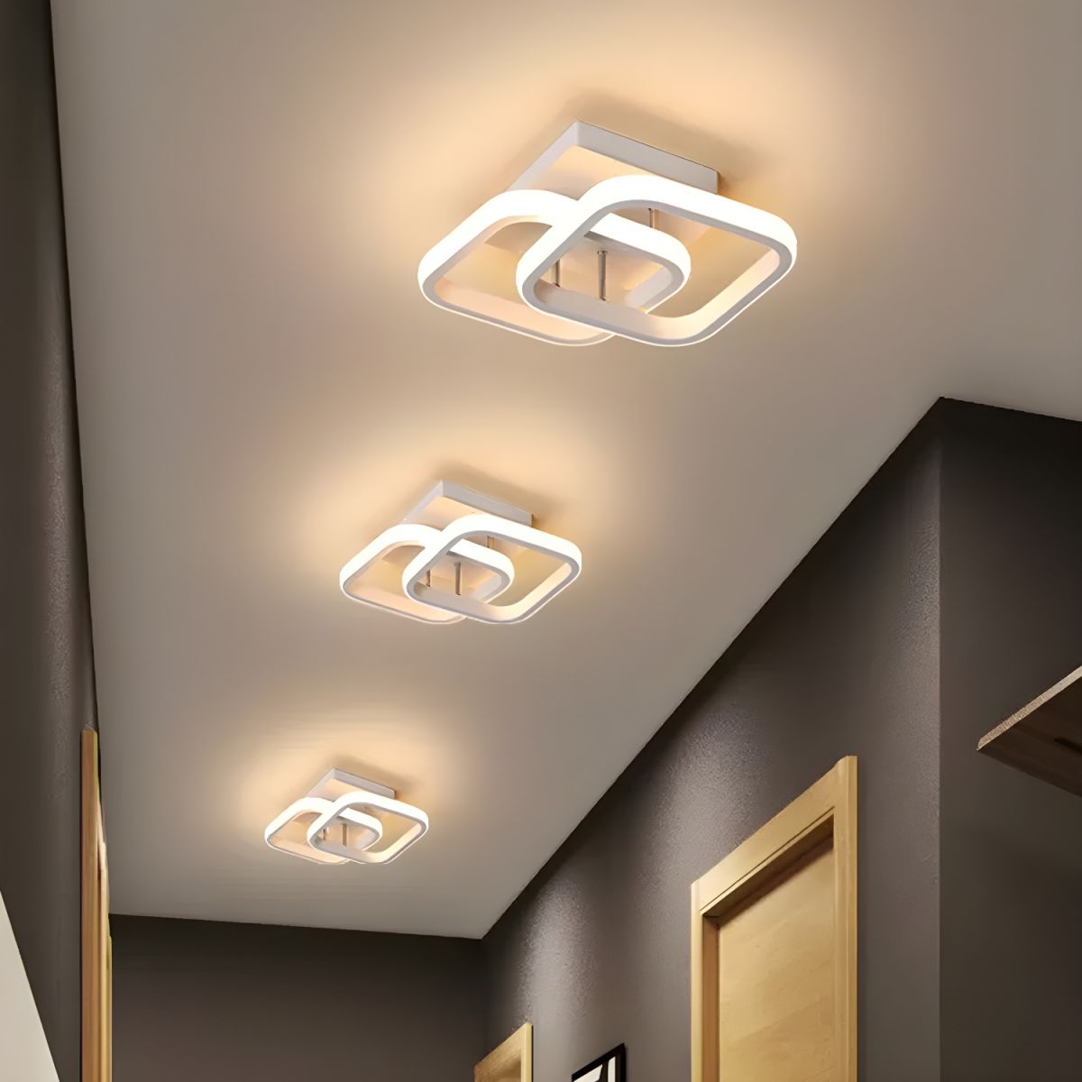 Lampa Sufitowa LED Semi Flush Salon Sypialnia | Nowoczesna Geometryczna