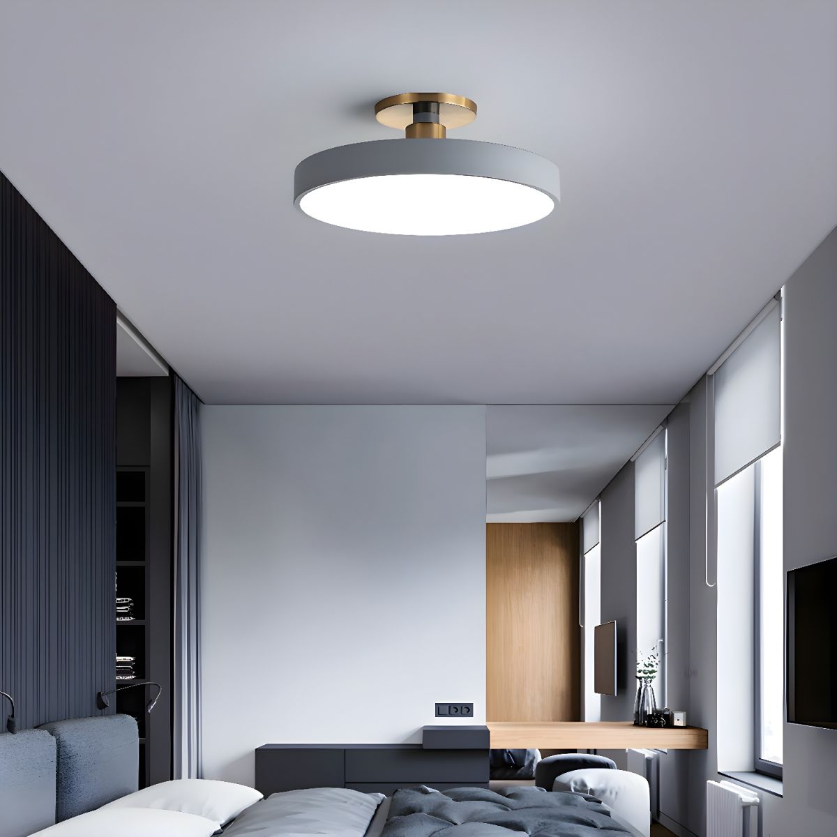 Lampa Sufitowa LED Semi Flush Sypialnia Salon | Okrągła