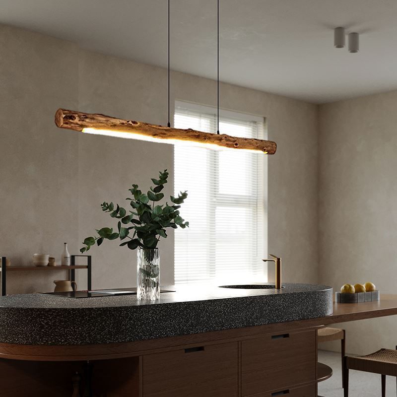 Lampa Wisząca Drewniana LED Do Kuchni | Nowoczesna
