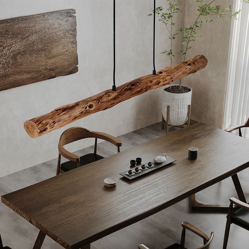 Lampa Wisząca Drewniana LED Do Kuchni | Nowoczesna