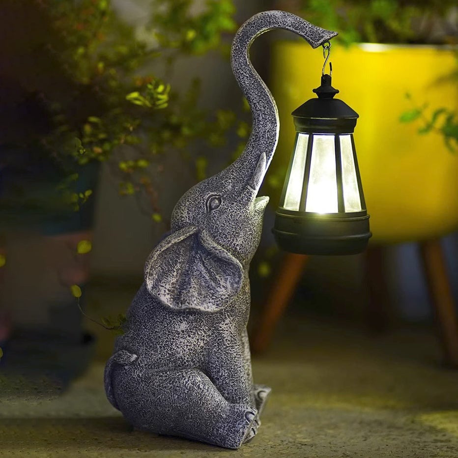 Lampy Solarne Słoń z Latarenką Ogród | Dekoracyjna
