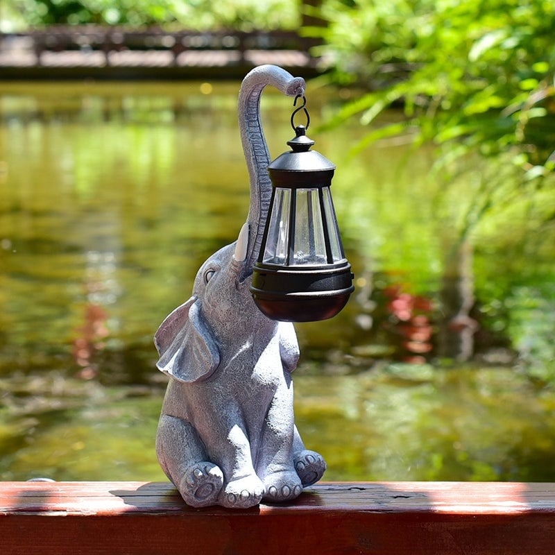 Lampy Solarne Słoń z Latarenką Ogród | Dekoracyjna