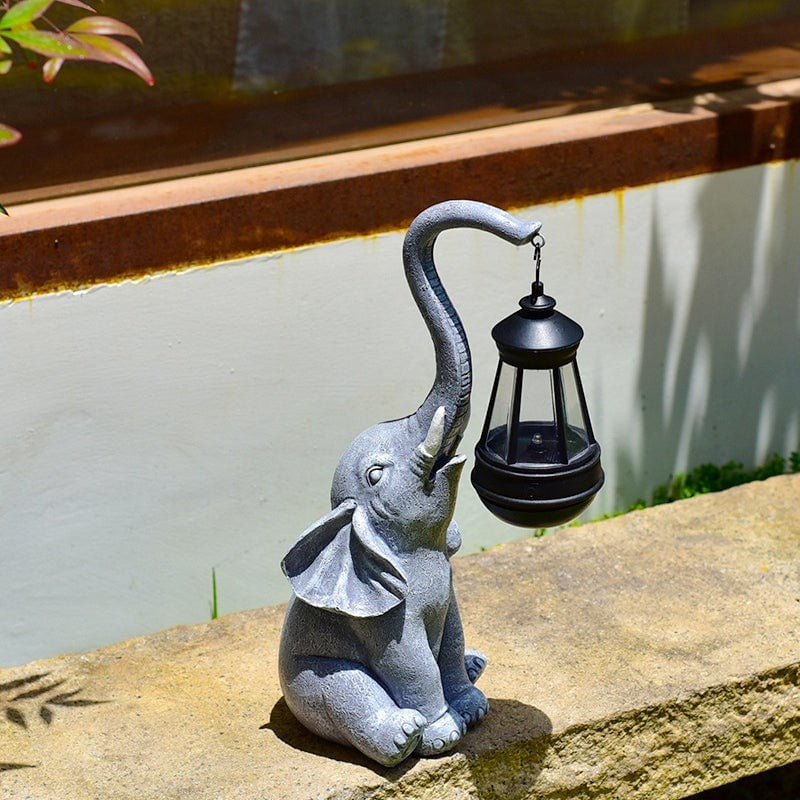 Lampy Solarne Słoń z Latarenką Ogród | Dekoracyjna