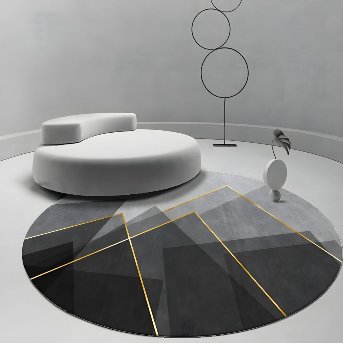 Mata Okrągła Geometryczna do Salonu i Sypialni | Nowoczesna