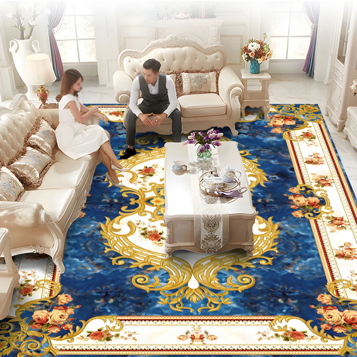 Mata Prostokątna Barokowy Salon | Duża