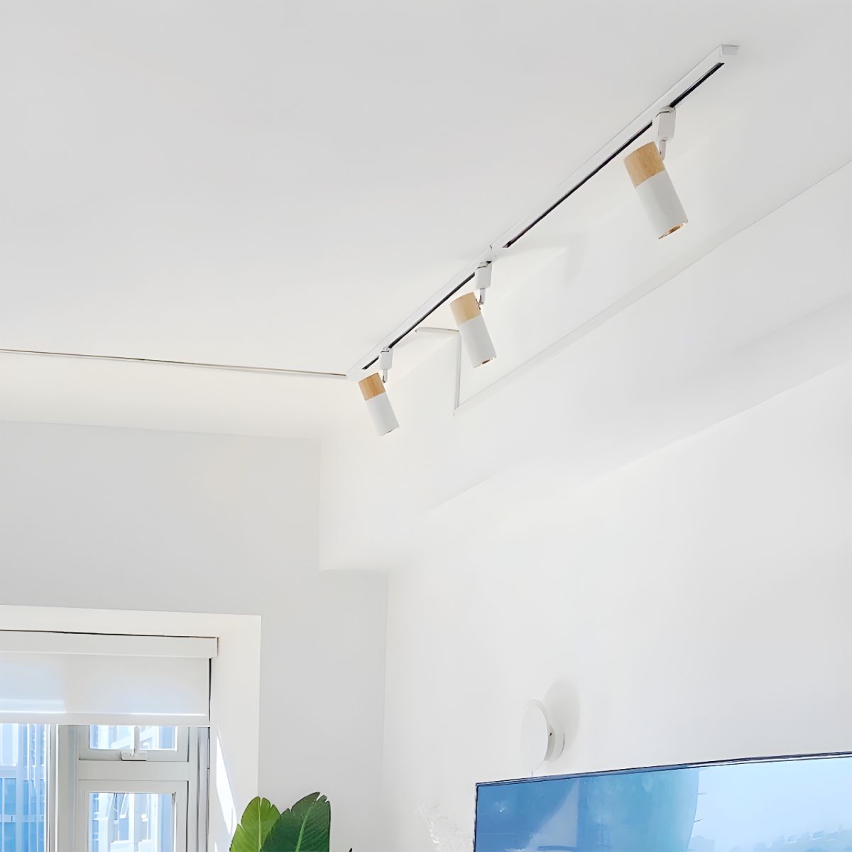 Oświetlenie Szynowe Z Akcentem Drewna Do Salonu | Regulowany