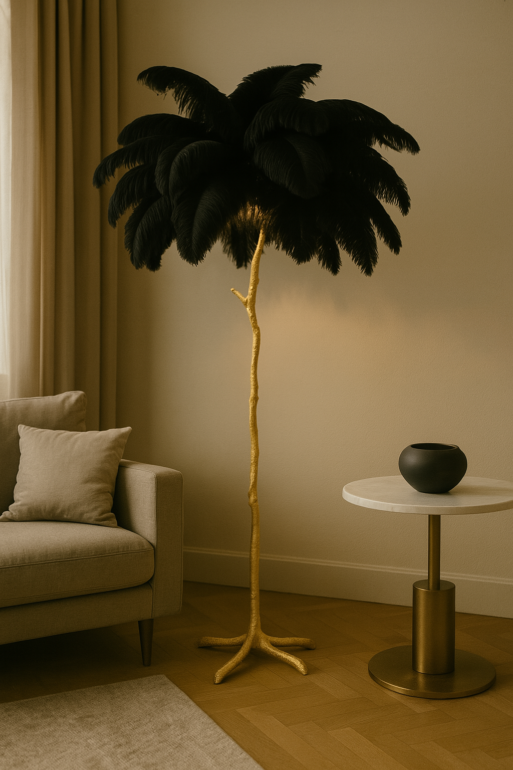 Pluma Luxe | Glamour Dekoracyjna Lampa Podłogowa | Nastrojowa
