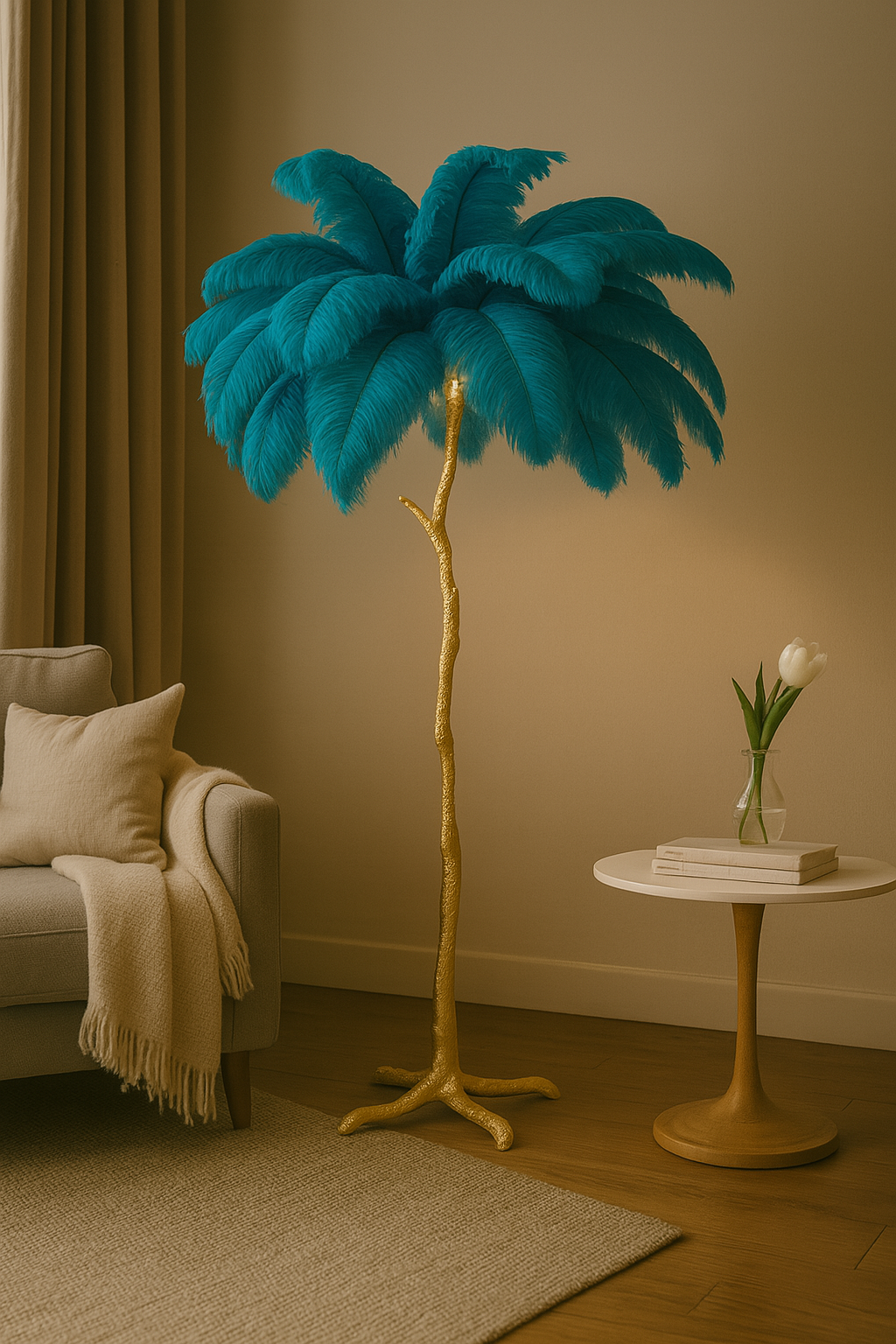 Pluma Luxe | Glamour Dekoracyjna Lampa Podłogowa | Nastrojowa