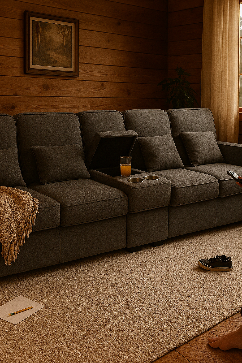 SOFA CZTEROOSOBOWA | Nowoczesna Multifunkcyjna Sofa z Konsolą | Praktyczna